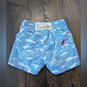 The Beaufort Bonnet Company Wave Swim Trunks Blue White Red Sz 0-6 Months